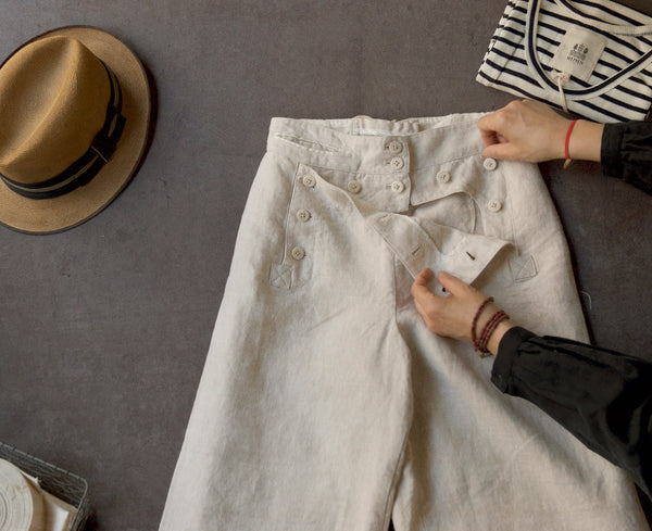 Sailor Pants Japanese Linen  - Oatmeal - XS, S,M, L