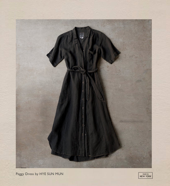 Peggy Dress - Black Linen - S