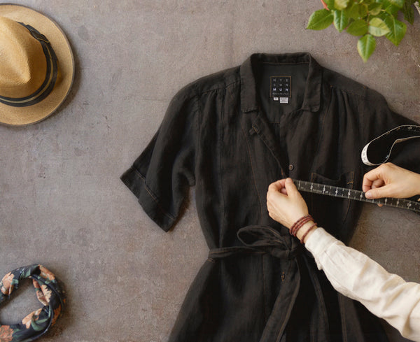 Peggy Dress - Black Linen - S