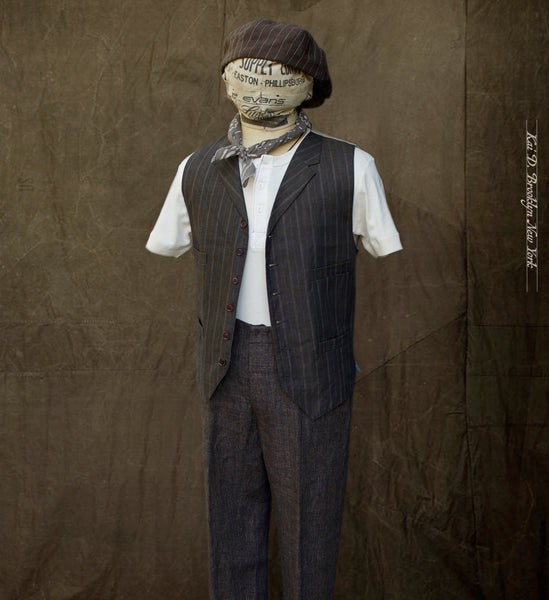 Italian Linen Doyle Vest - Brown - S/M (NO RETURN)