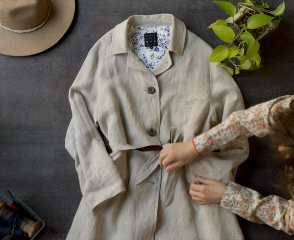 Sontag Coat - Japanese Pre Washed Linen- Sabi Oat -S, M
