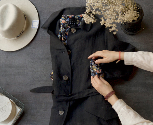 Sontag Coat - Japanese Pre Washed Linen- Sabi Black -S, M, L