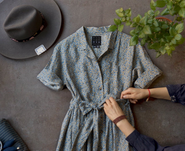 O'Keeffe Dress -Japanese Mini Floral Linen - XS, S, M,L