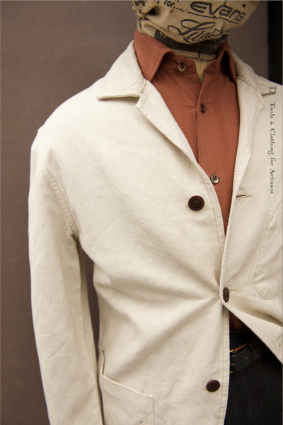 Painter Jacket - Ecru Cotton Linen - M, L, XL (Relaxed Cut)