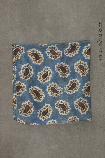 Paisley Print Bandana - Blue / Brown