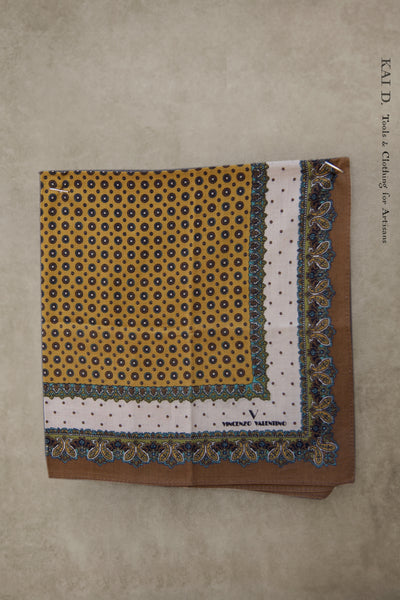 Ultra Light Cotton Pocket Square - Paisley Border