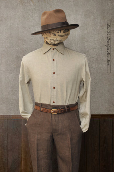 Delancey Shirt - Pale Green Soft Herringbone - S, M, L, XL, XXL