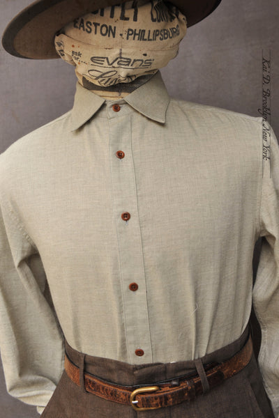 Delancey Shirt - Pale Green Soft Herringbone - S, M, L, XL, XXL