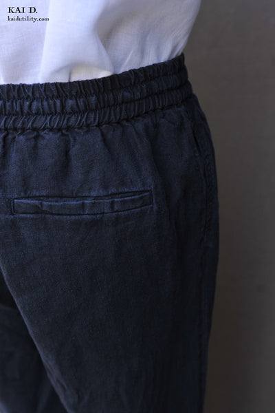 Drawstring Pants - Indigo Linen - XS