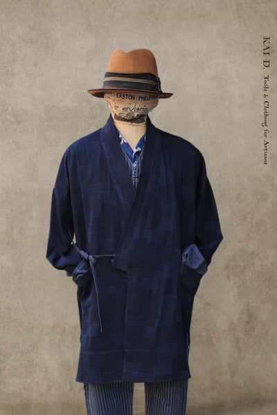 Japanese Farmer Coat - Patchwork Indigo Dark - S, M