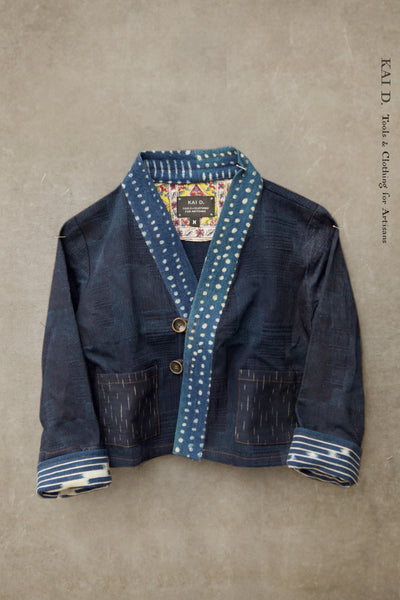 Children's Kimono Jacket - Patchwork Indigo II - M