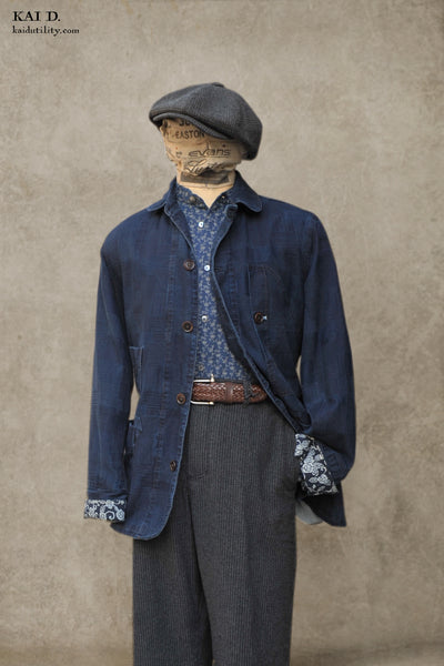 Patchwork Weave Degas Jacket - Deep Indigo - S, M, L, XL