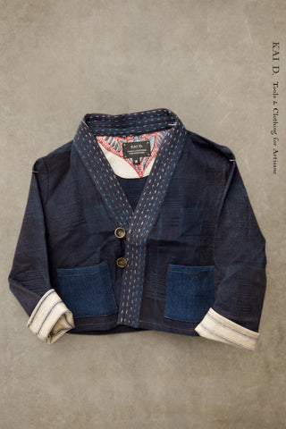 Children's Kimono Jacket - Patchwork Indigo III - S, M