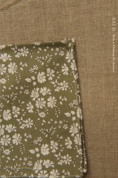 Antique Floral Pocket Square - Pea green