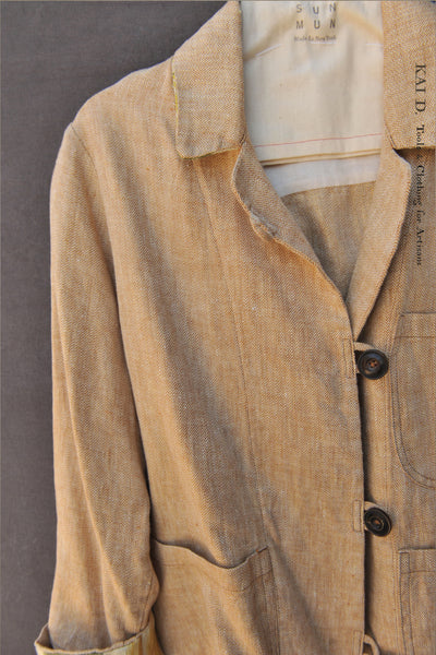 Mead Jacket , Linen Herringbone - Peach - S