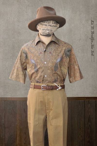 Printed Peacock Shirt - Cinnamon - M, L