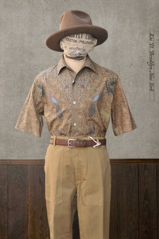 Printed Peacock Shirt - Cinnamon - M, L