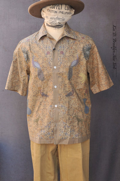 Printed Peacock Shirt - Cinnamon - M, L