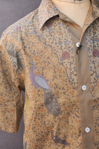 Printed Peacock Shirt - Cinnamon - M, L