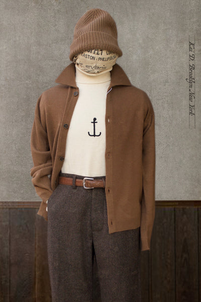 Perlman Button Cardigan- Merino Wool Cashmere - Pecan - S, M, L