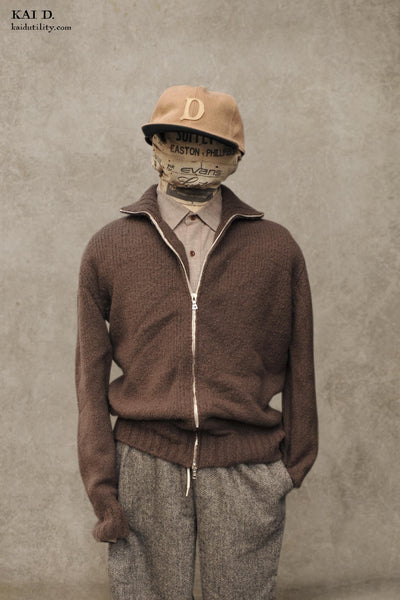 Pecora Nera Wool Zip Cardigan - Undyed Brown - M
