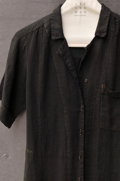 Peggy Dress - Black Linen - S