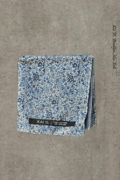 Reversible Petit Floral Pocket Square - Liberty Blue