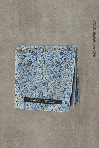 Reversible Petit Floral Pocket Square - Liberty Blue