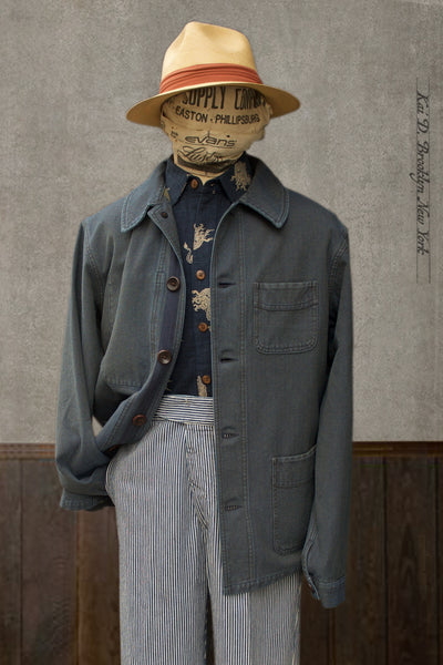 Le Bourgeron Jacket - Indigo/Khaki - S, M, L