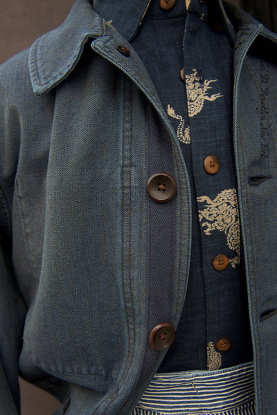 Le Bourgeron Jacket - Indigo/Khaki - S, M, L