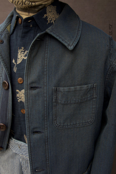 Le Bourgeron Jacket - Indigo/Khaki - S, M, L