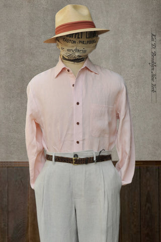 Cassady Shirt (Relaxed Cut)- Pale Rose Belgian Linen - S, M, L, XL, XXL