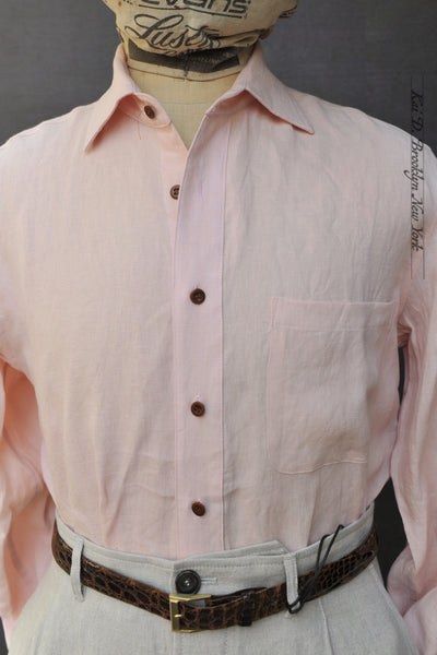 Cassady Shirt (Relaxed Cut)- Pale Rose Belgian Linen - S, M, L, XL, XXL