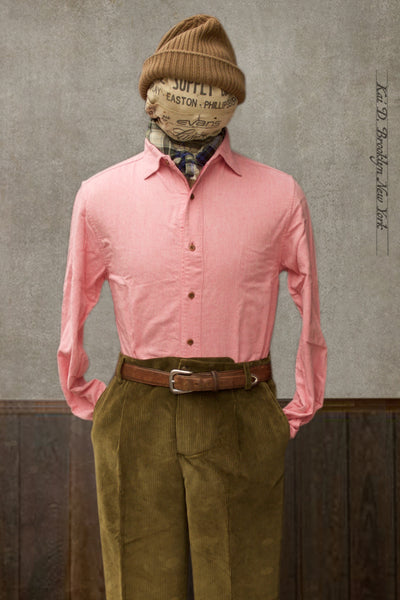 Italian Flannel Denham Shirt - Vibrant Pink - S, M