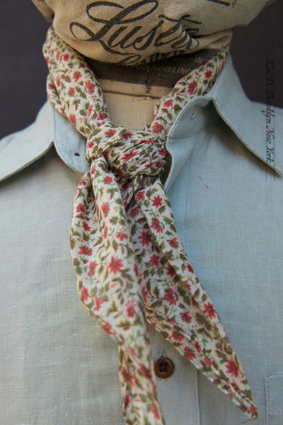 Neckerchief / Head Scarf - Pink/Green Floral