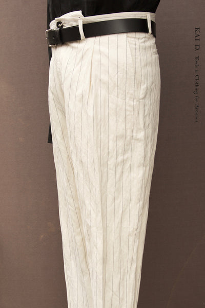 Sune Wide Cut Trousers - Ecru Pinstripe - S, L
