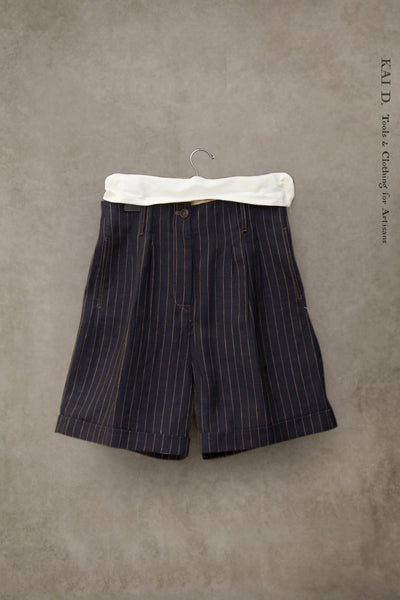 Amelia high waisted shorts - Linen Pinstripe - S, M, L