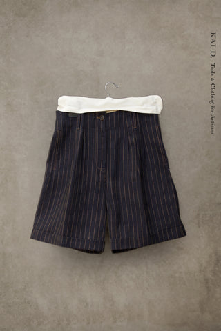 Amelia high waisted shorts - Linen Pinstripe - S, M, L