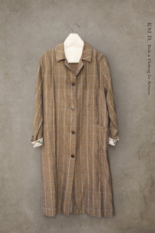 Anthropologist Coat - Dusty Brown linen- M