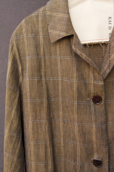 Anthropologist Coat - Dusty Brown linen- S, M
