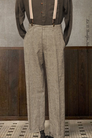 Borough Pants - Cotton Linen Glen Plaid - 30, 34, 36