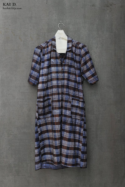 Irina Dress - Indigo Plaid - S