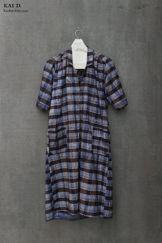 Irina Dress - Indigo Plaid - S