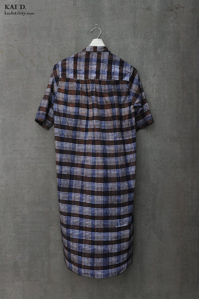 Irina Dress - Indigo Plaid - S