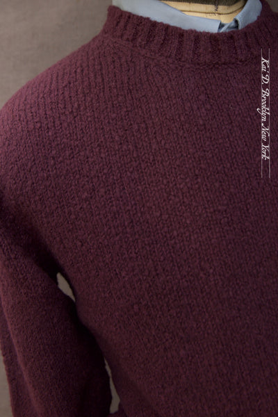 Soft Boucle Wool Crew Neck Sweater - Plum -  M, L, XL (NO RETURN)