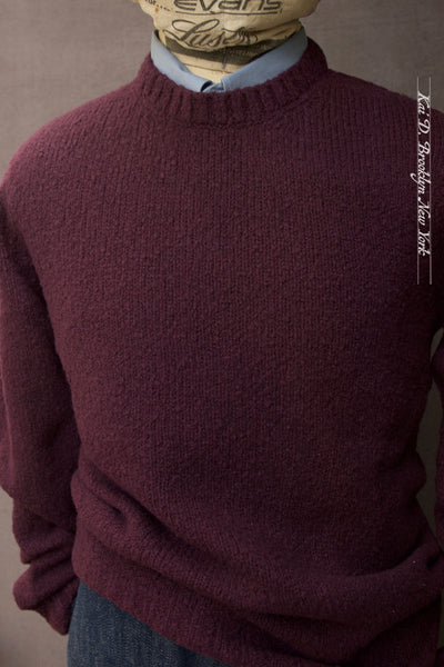 Soft Boucle Wool Crew Neck Sweater - Plum -  M, L, XL (NO RETURN)