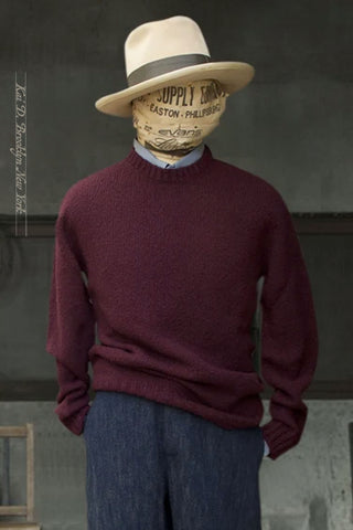 Soft Boucle Wool Crew Neck Sweater - Plum -  M, L, XL (NO RETURN)