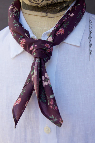 Neckerchief / Head Scarf - Purple/Pink floral