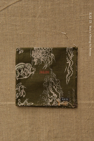 Japanese Printed Linen Pocket Square - Rabbit Print