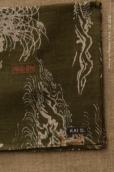 Japanese Printed Linen Pocket Square - Rabbit Print